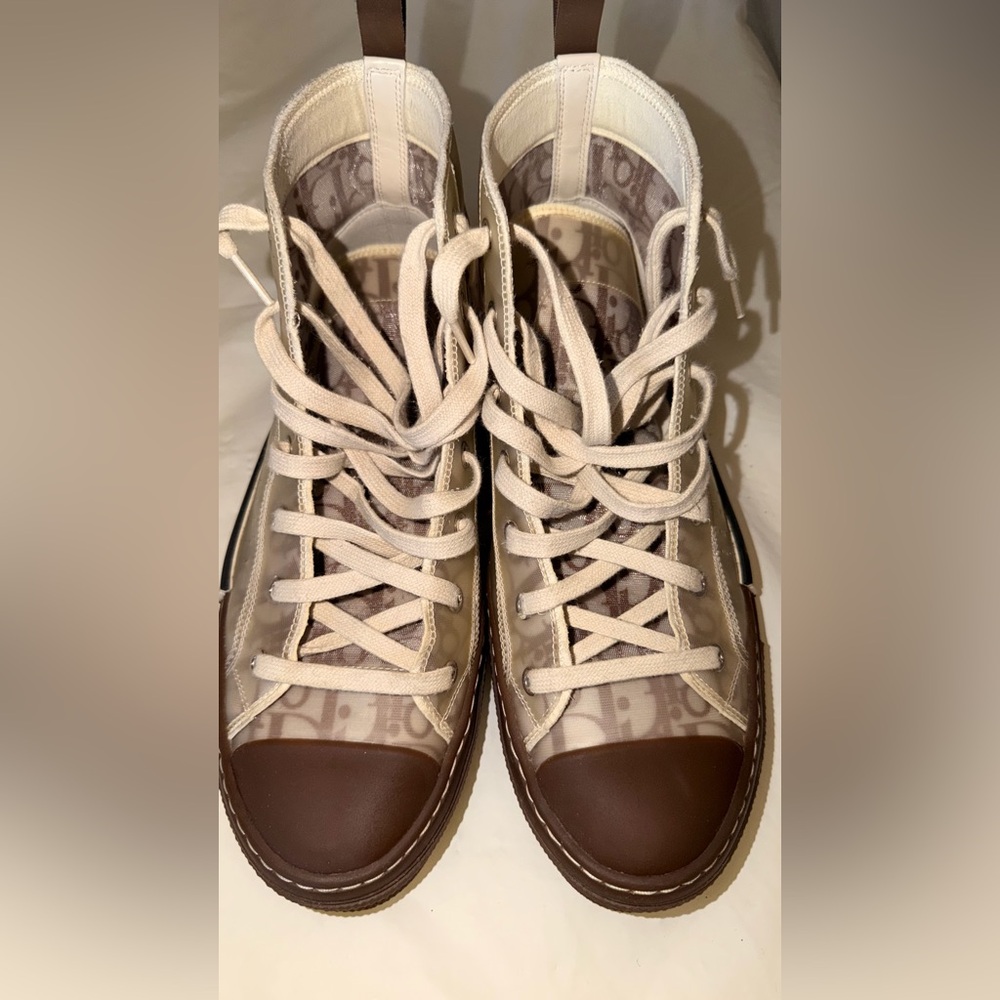 Dior B23 Oblique High-Top Sneakers – Brown/Beige Monogram - Picture 5 of 14